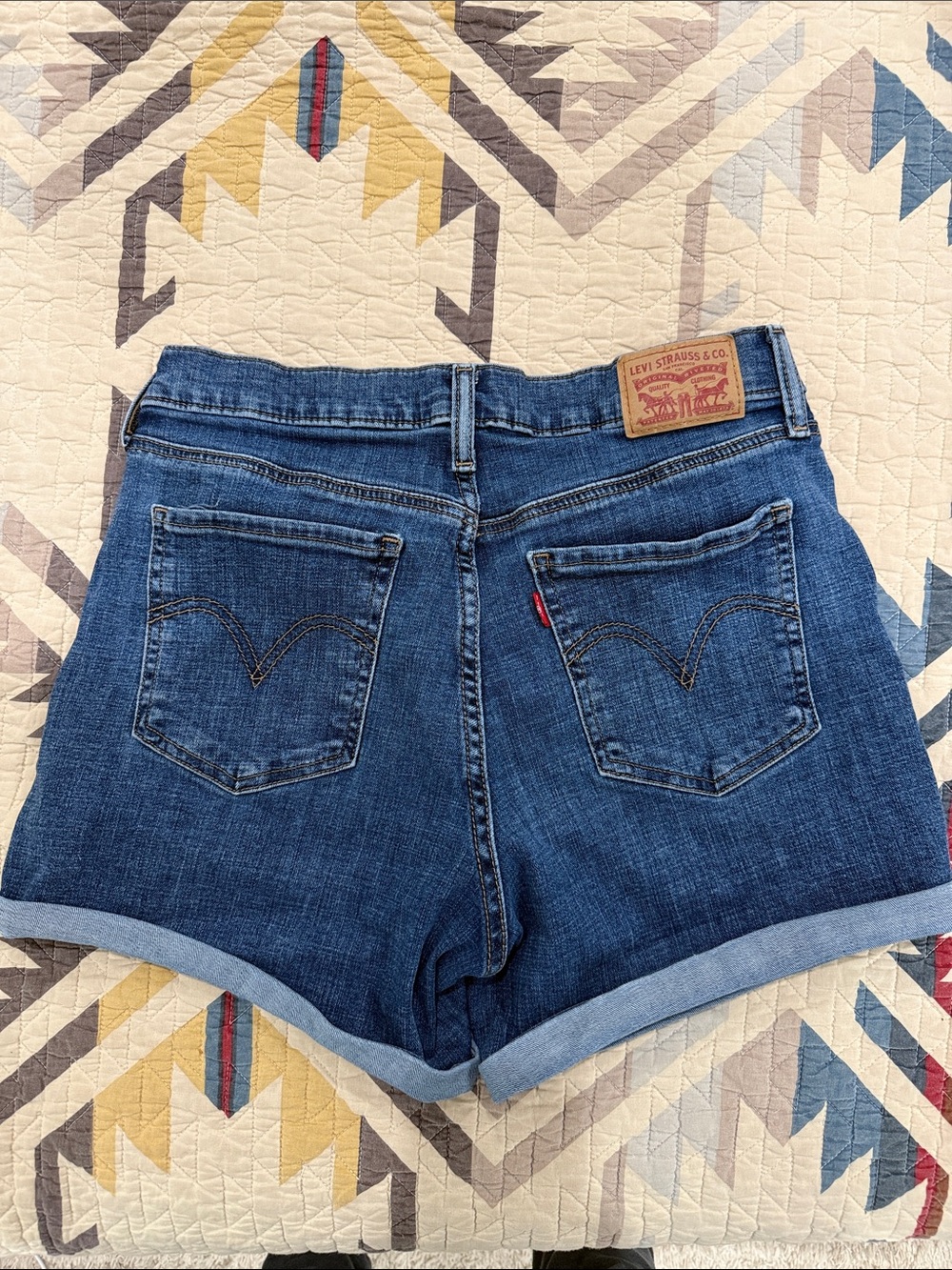 Levi's Dark Blue Rolled Hem Denim Shorts